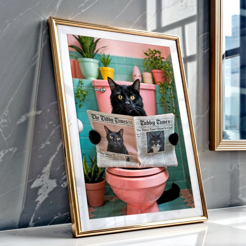 funny bathroom posters for cat lovers cat on toilet